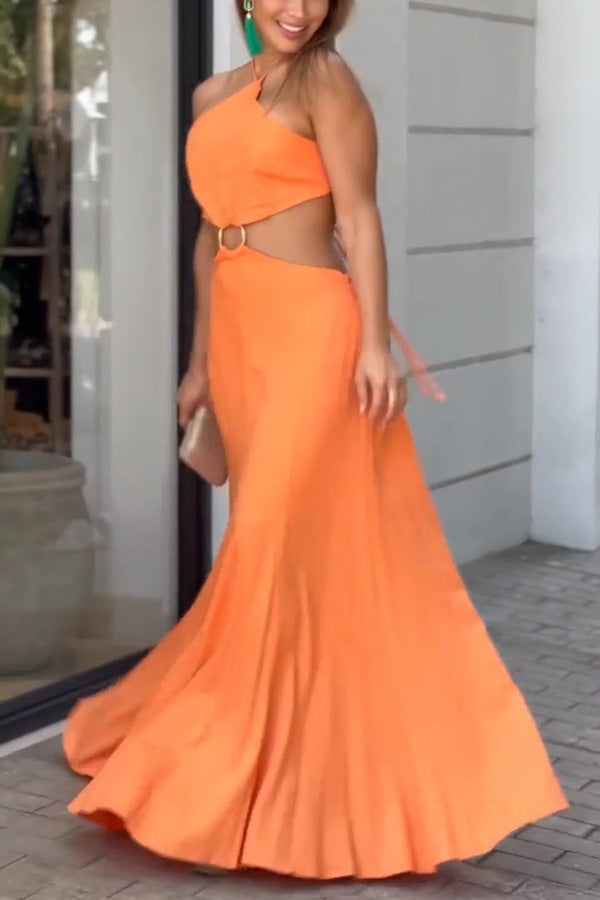 Halter Neck Backless Maxi Dress – Sleeveless Vacation Wear