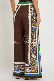 Printed Satin Long Sleeve Shirt and Pants Set – Loose Fit