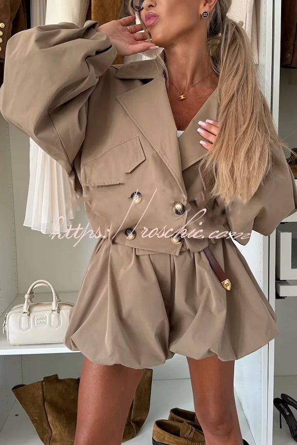 High-Rise Elastic Waist Bloomer Shorts with Pockets