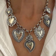 Sacred Heart Pendant Necklace in Silver