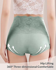 High-Waisted Tummy Control Lace Panties in Pure Cotton
