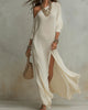 Bohemian One-Shoulder Textured Maxi Dress in Ivory
