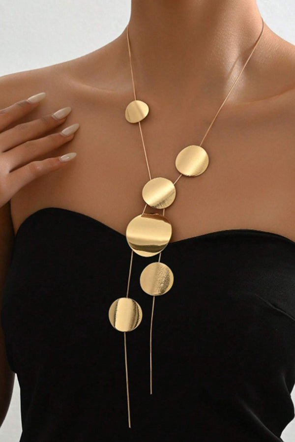 Gold & Silver Hollow Geometric Round Necklace