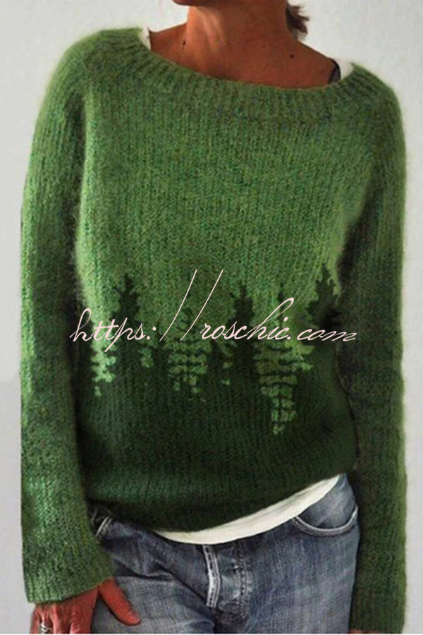 Color Block Crew Neck Pullover Sweater – Loose Fit