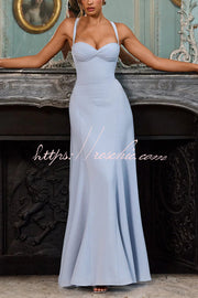 Chiffon Sweetheart Neck Maxi Dress with Lace-Up Back