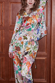 Forest Garden Print Long Sleeve Two-Piece Lounge Set
