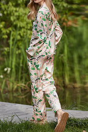 Swan Crane Printed Long Sleeve Two-Piece Set