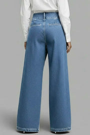 High-Waisted Crossover Loose Fit Casual Denim Jeans