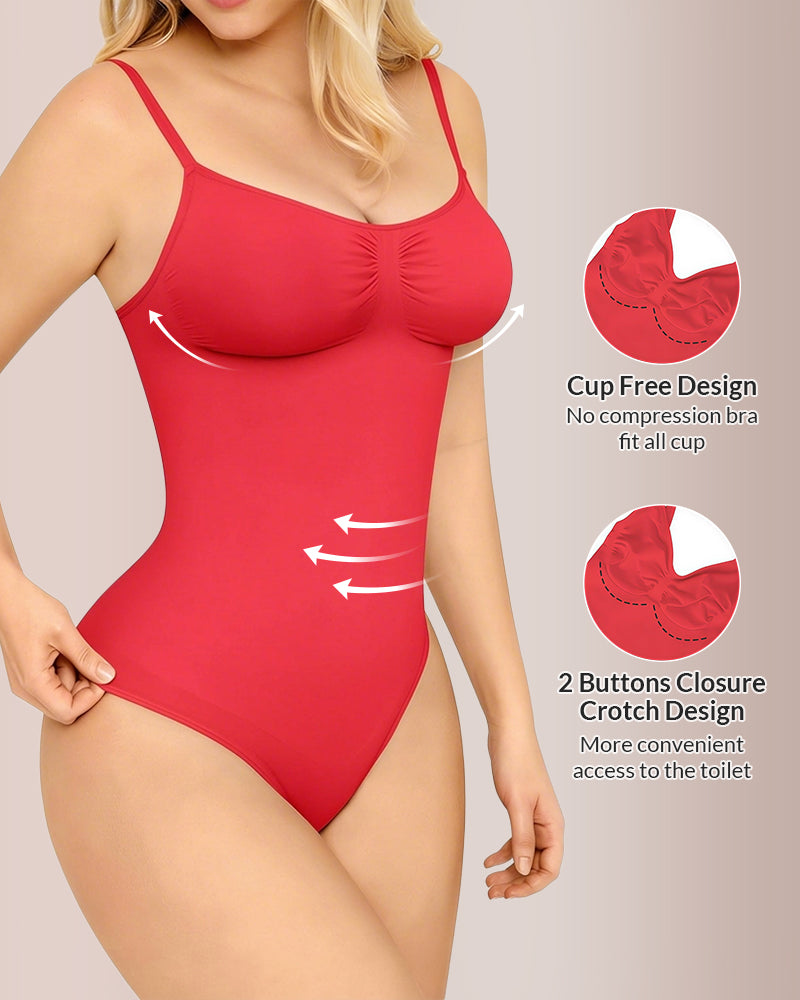 Seamless Thong Bodysuit with Tummy Control & Bust Coverage