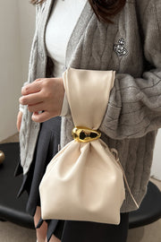 Retro Pleated Bucket Bag with Zipper Closure