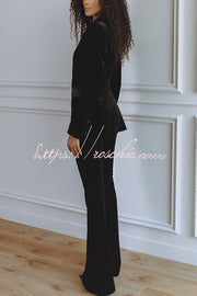 Velvet High Rise Flare Pants with Elastic Waist