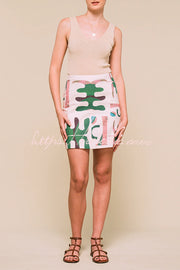 Abstract Geometric Print High-Waisted Mini Skirt