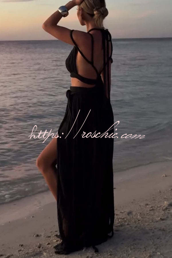 Draped Braids Crop Tank & Wrap Maxi Skirt Set