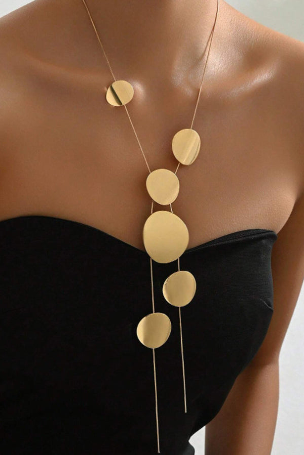 Gold & Silver Hollow Geometric Round Necklace