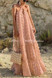 Floral Halter Maxi Dress – Sleeveless Beach Vacation Dress