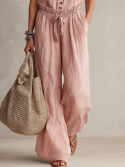 Dusty Pink Button-Front Two-Piece Pants Set