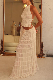 Pleated Tiered Maxi Skirt with Drawstring Waist | Vacation Wear