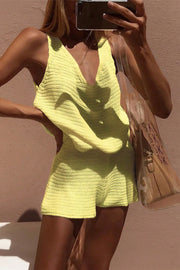 Knit Vest & Stretch Shorts Set – V-Neck Sleeveless