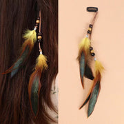 Colorful Feather Tassel Hair Clip – Bohemian Handmade