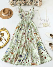 Botanical Breeze V-Neck Floral Slip Dress