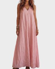 Flowy Boho V-Neck Halter Maxi Dress