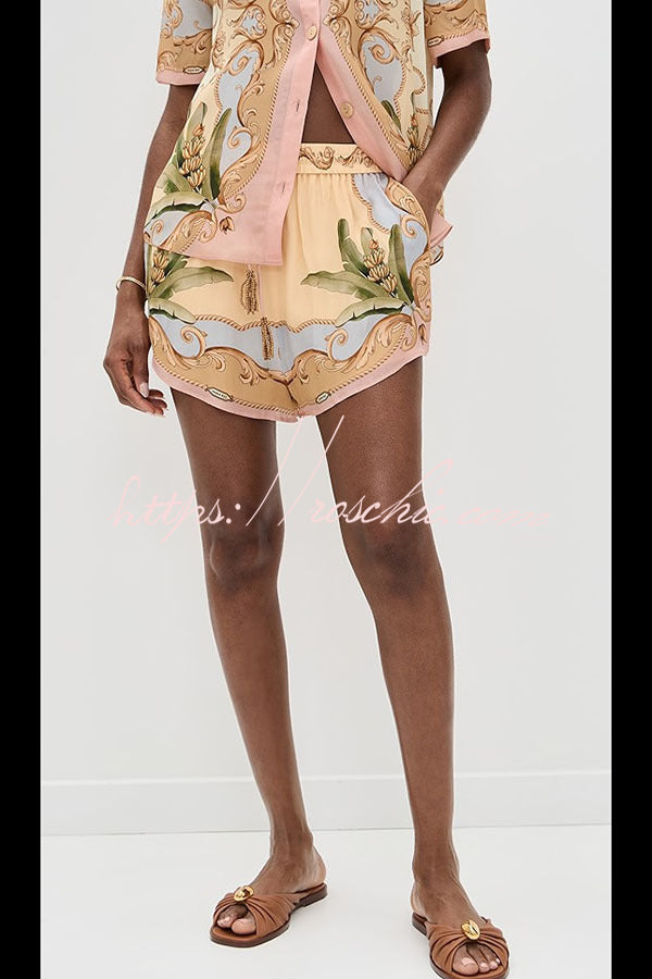 Ensemble chemise et short boutonnés imprimés à manches courtes