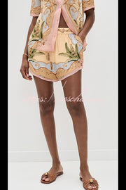 Ensemble chemise et short boutonnés imprimés à manches courtes