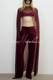Mesh See-Through Maxi Cover-Up Shawl Cape