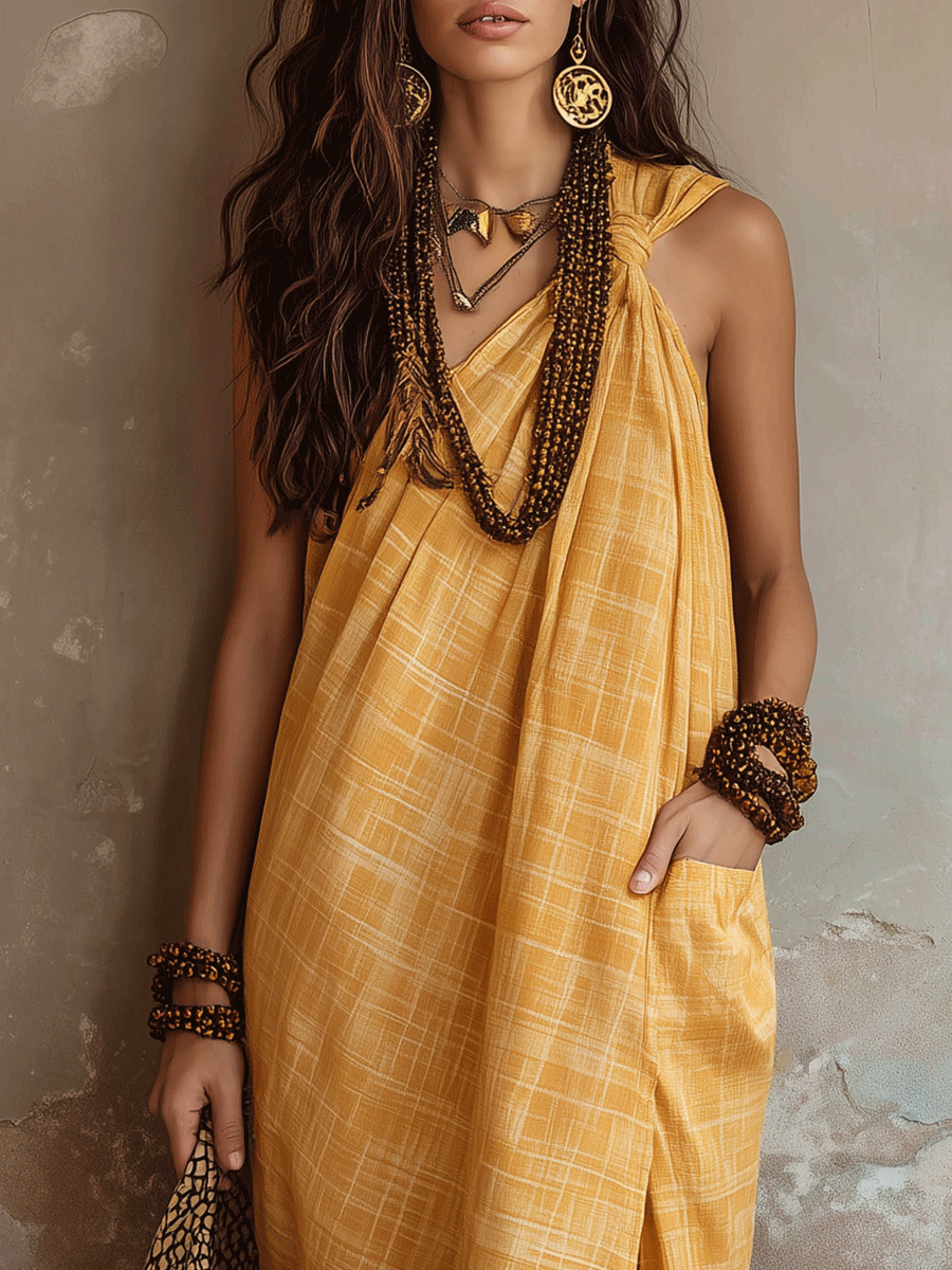 Mustard Yellow Wrap Maxi Dress – Lightweight Resort Style