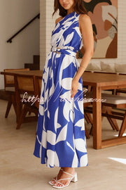 Printed One-Shoulder Maxi Dress – Vacation Casual Style