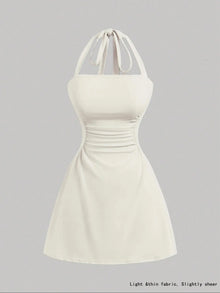 Duniii Ruched Halter A-Line Mini Dress