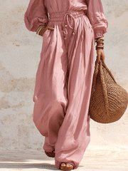 Blush Pink Wide-Leg Utility Jumpsuit for Travel