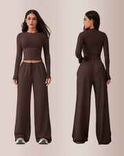 Women's 2-Piece Lounge Pajama Set with Wide-Leg Pants