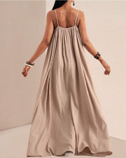 Pleated Slip Maxi Dress – Solid Color Flowy Casual Dress