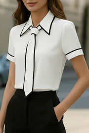 Chemise décontractée à manches courtes et col color-block