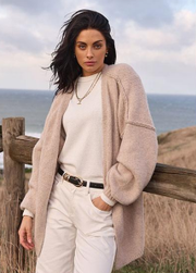PrettyGarden Women's Oversized Cardigan Sweater Fall Long Lantern Sleeve Knit Open Front Lightweight Sweater Knitwear Tops