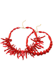 Bohemian Red Coral Necklace Set (2-Piece)