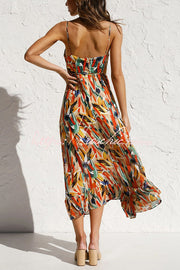 Colorful Printed Midi Dress – Sleeveless Vacation Style