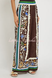 Printed Satin Long Sleeve Shirt and Pants Set – Loose Fit