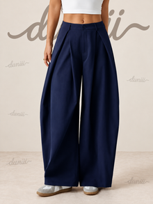 Duniii Pleated Barrel-Leg Pants
