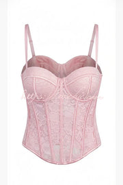 Floral Lace Sweetheart Corset Tank Top – Slim Fit