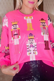 Christmas Nutcracker Printed Loose Sweatshirt