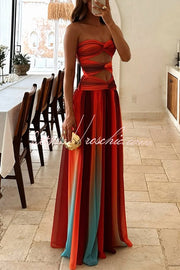 Mesh Printed Off Shoulder Maxi Dress – Sunset Ombre
