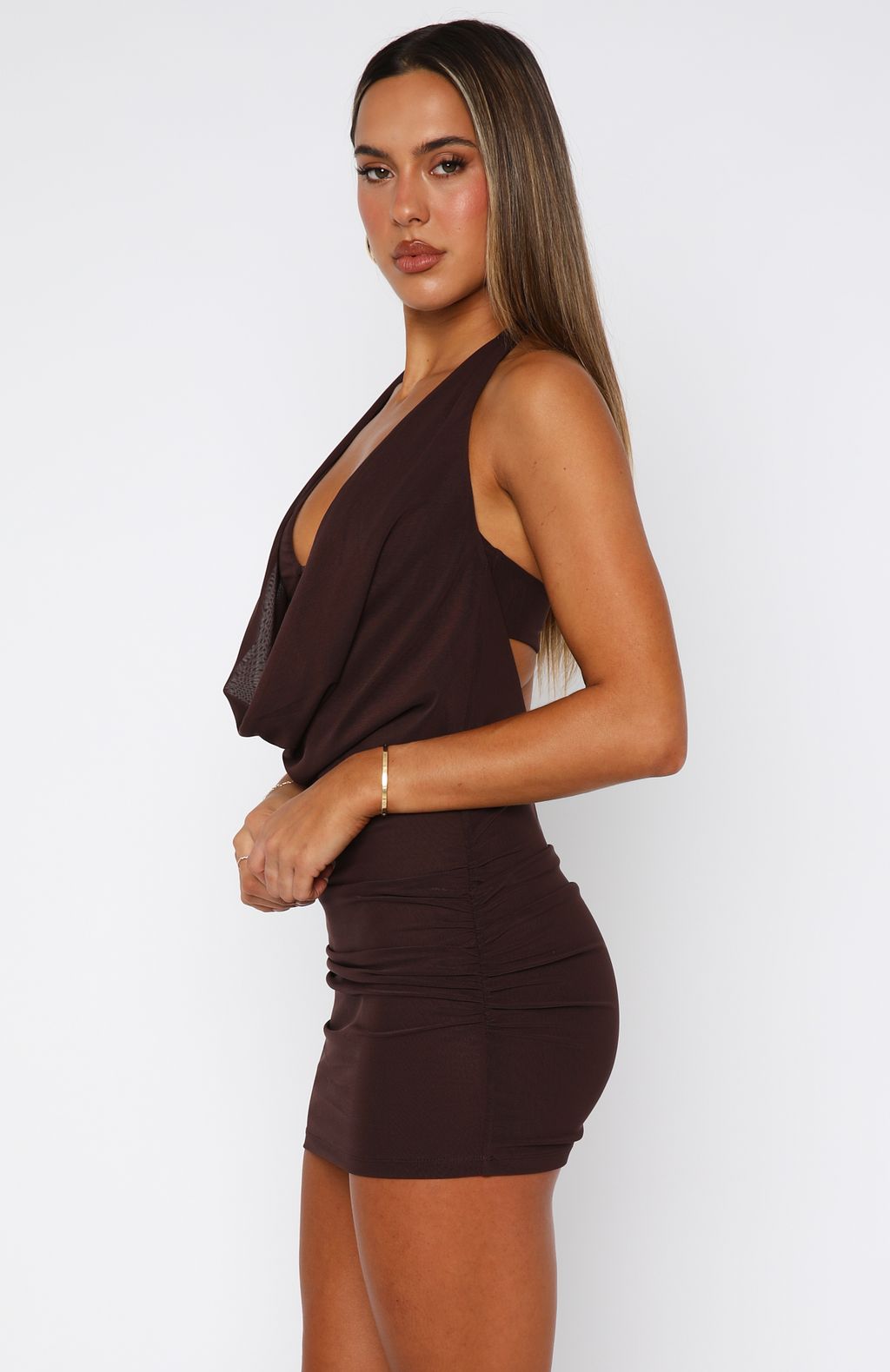 Halter Bodycon Mini Dress - Deep V Neck Summer Party Dress