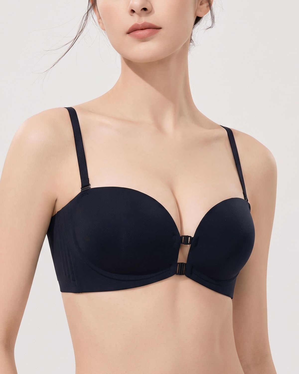 Double Front-Closure Strapless Bra
