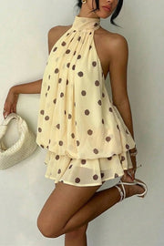 Chiffon Halter Neck Backless Mini Dress | Vacation Style