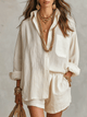 Oversized skjorte og shorts sæt i linned | Bohemisk stil