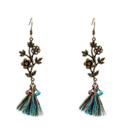 Hollow Carved Alloy Tassel Drop Earrings – Boho Retro