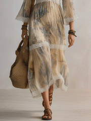 Lace-Trim Boho Maxi Dress | Flowy Resort & Beach Style