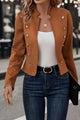 Blazer de corte entallado con doble botonadura y cuello alto para mujer